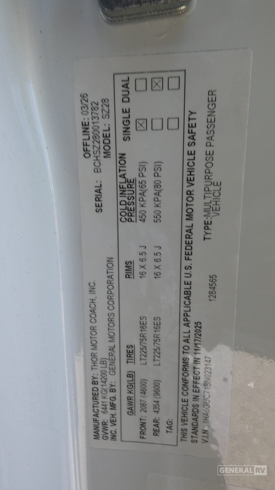 2026 Thor Motor Coach Pasadena SE SZ28  for Sale