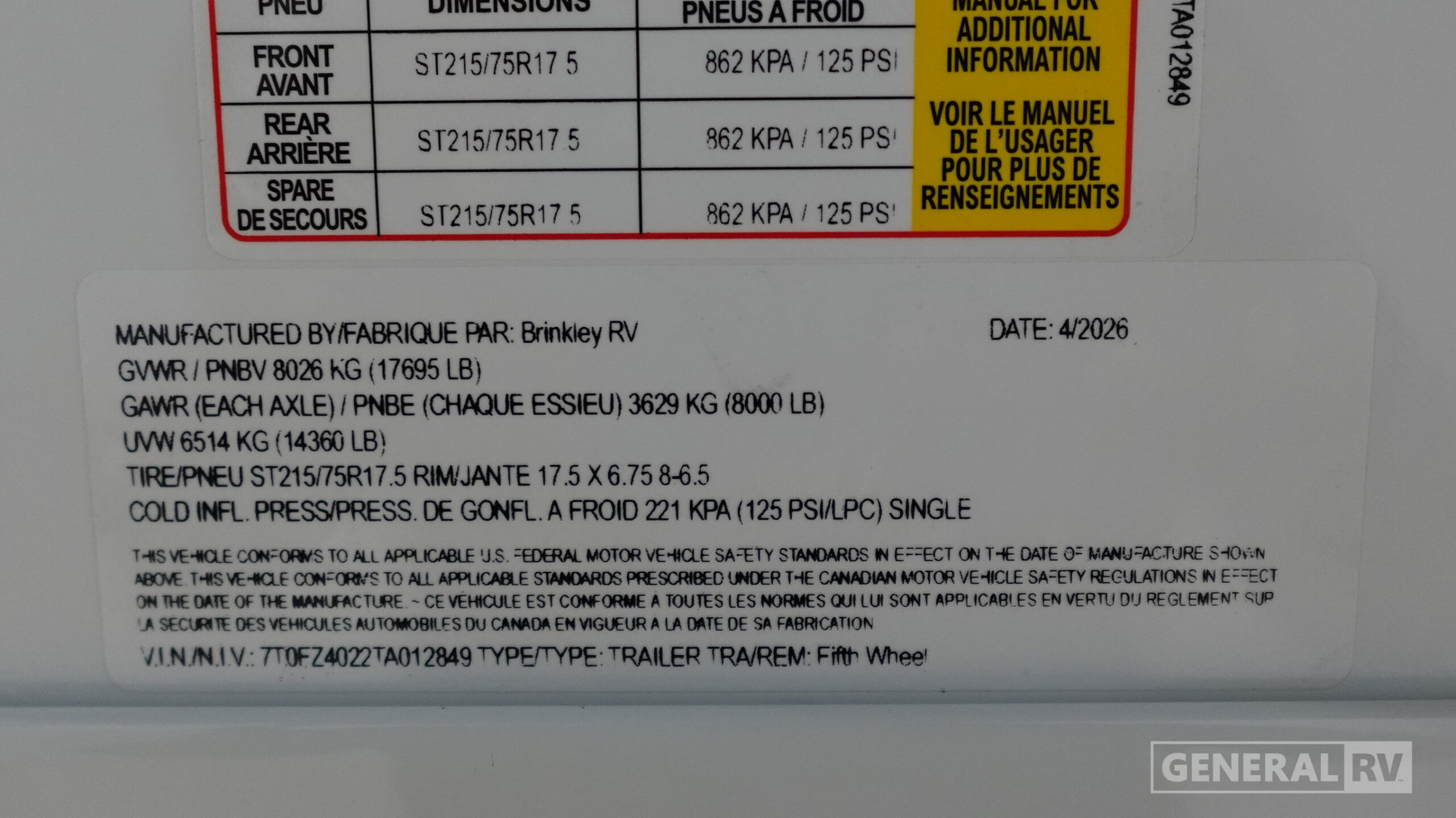 2026 Brinkley RV Model Z 3600 for Sale